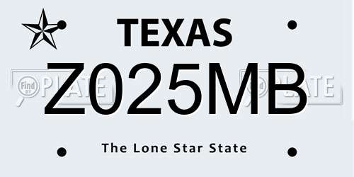 Z025MB Texas License Plate