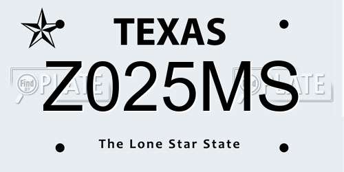 Z025MS Texas License Plate