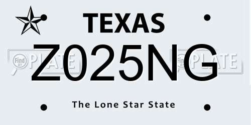 Z025NG Texas License Plate
