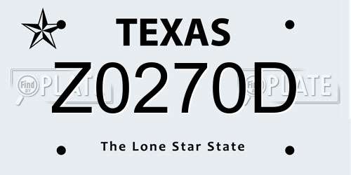 Z0270D Texas License Plate