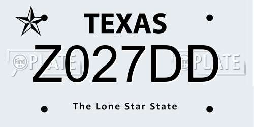 Z027DD Texas License Plate