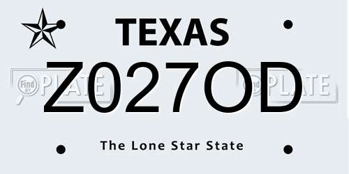 Z027OD Texas License Plate