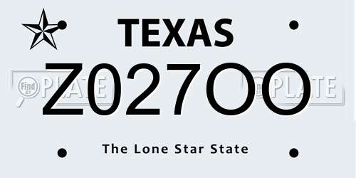 Z027OO Texas License Plate