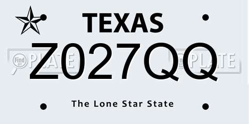 Z027QQ Texas License Plate