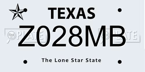 Z028MB Texas License Plate