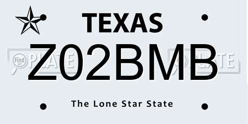 Z02BMB Texas License Plate