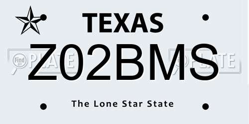 Z02BMS Texas License Plate