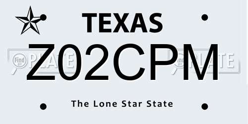 Z02CPM Texas License Plate