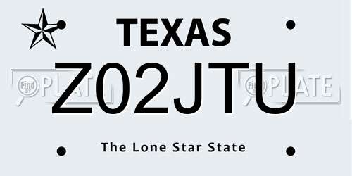Z02JTU Texas License Plate