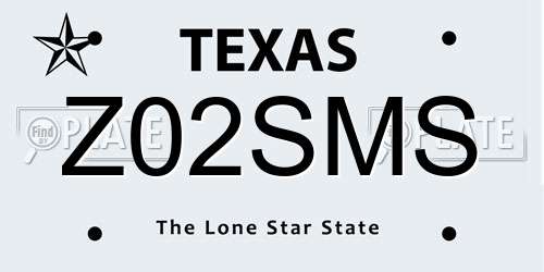 Z02SMS Texas License Plate
