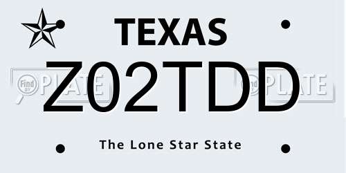 Z02TDD Texas License Plate
