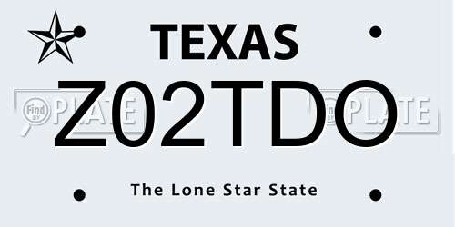 Z02TDO Texas License Plate
