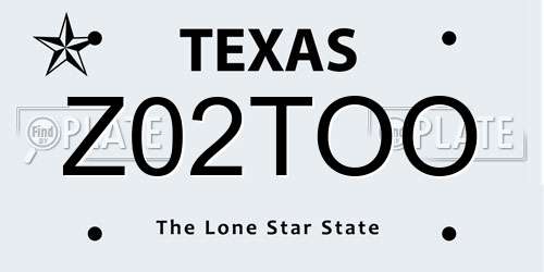 Z02TOO Texas License Plate