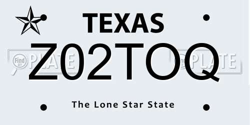 Z02TOQ Texas License Plate