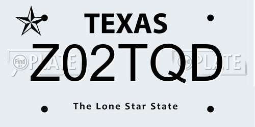 Z02TQD Texas License Plate