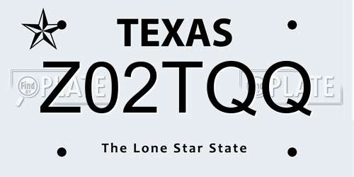 Z02TQQ Texas License Plate