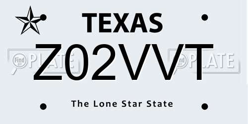 Z02VVT Texas License Plate