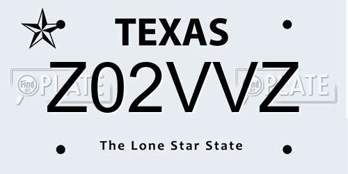 Z02VVZ Texas License Plate
