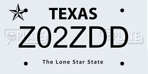 Z02ZDD Texas License Plate