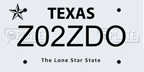 Z02ZDO Texas License Plate