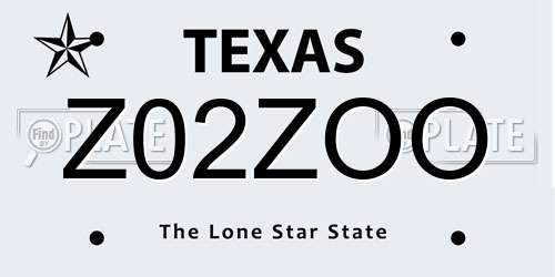 Z02ZOO Texas License Plate