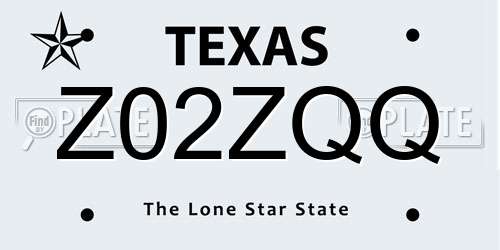 Z02ZQQ Texas License Plate