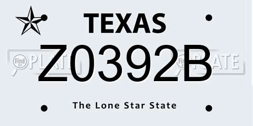 Z0392B Texas License Plate