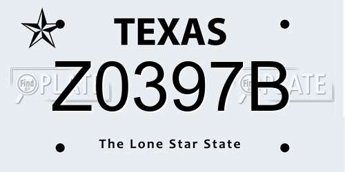 Z0397B Texas License Plate