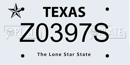 Z0397S Texas License Plate