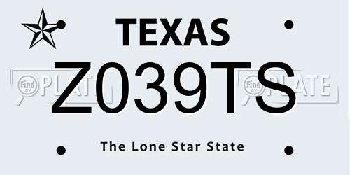 Z039TS Texas License Plate