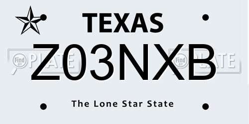 Z03NXB Texas License Plate