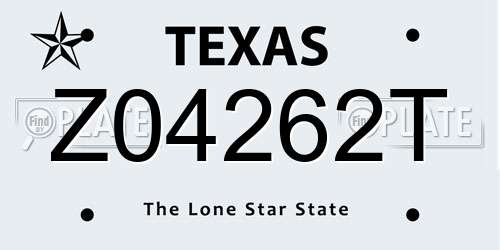 Z04262T Texas License Plate