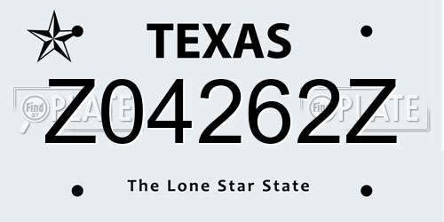 Z04262Z Texas License Plate