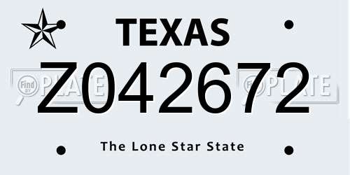 Z042672 Texas License Plate