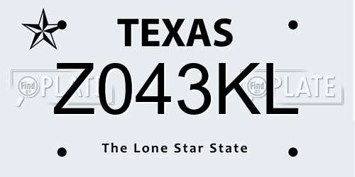 Z043KL Texas License Plate