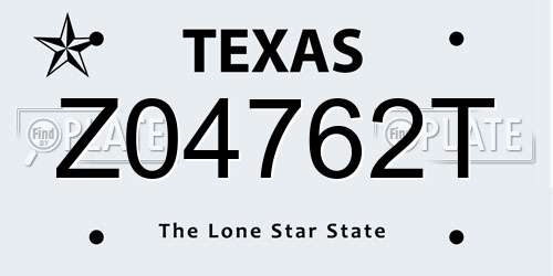 Z04762T Texas License Plate