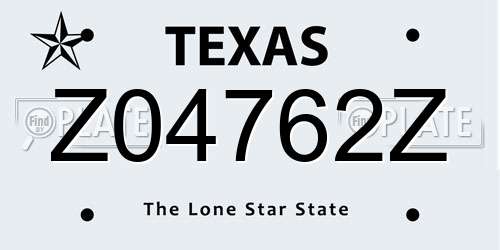 Z04762Z Texas License Plate