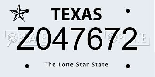 Z047672 Texas License Plate