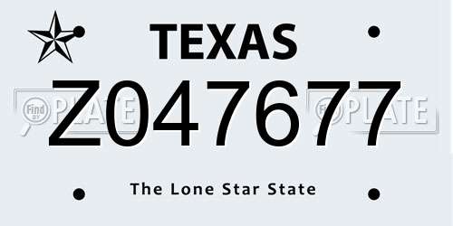 Z047677 Texas License Plate