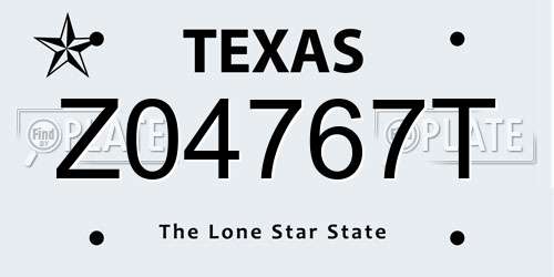 Z04767T Texas License Plate