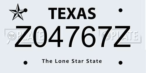 Z04767Z Texas License Plate