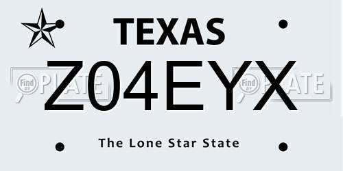 Z04EYX Texas License Plate