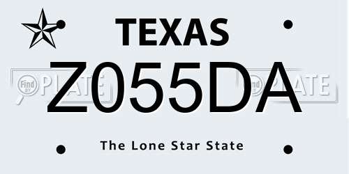 Z055DA Texas License Plate