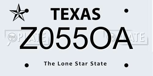 Z055OA Texas License Plate