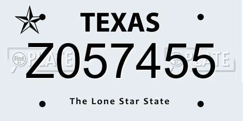 Z057455 Texas License Plate