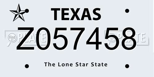 Z057458 Texas License Plate