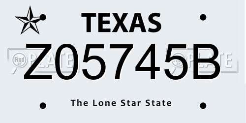 Z05745B Texas License Plate