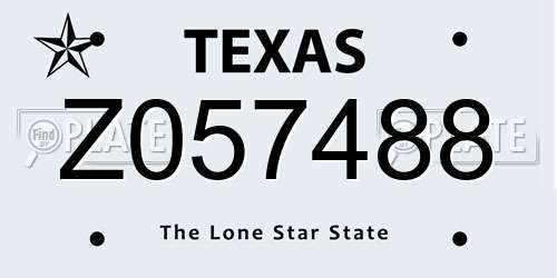 Z057488 Texas License Plate