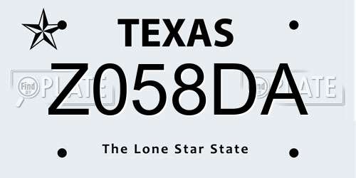 Z058DA Texas License Plate