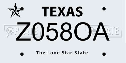 Z058OA Texas License Plate